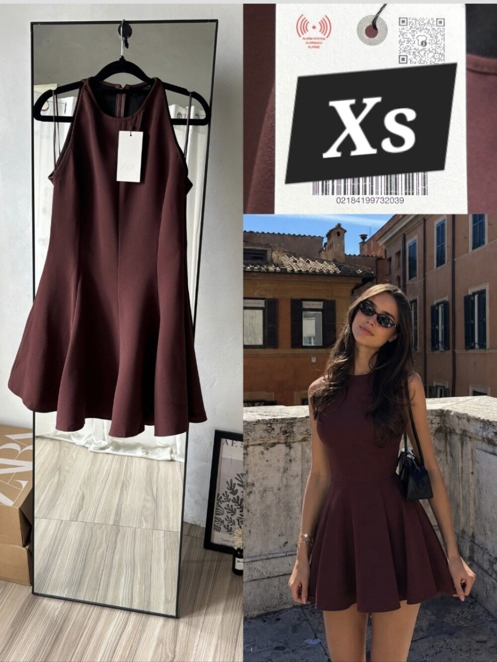 NWT ZARA Swing Dress Godet Burgundy